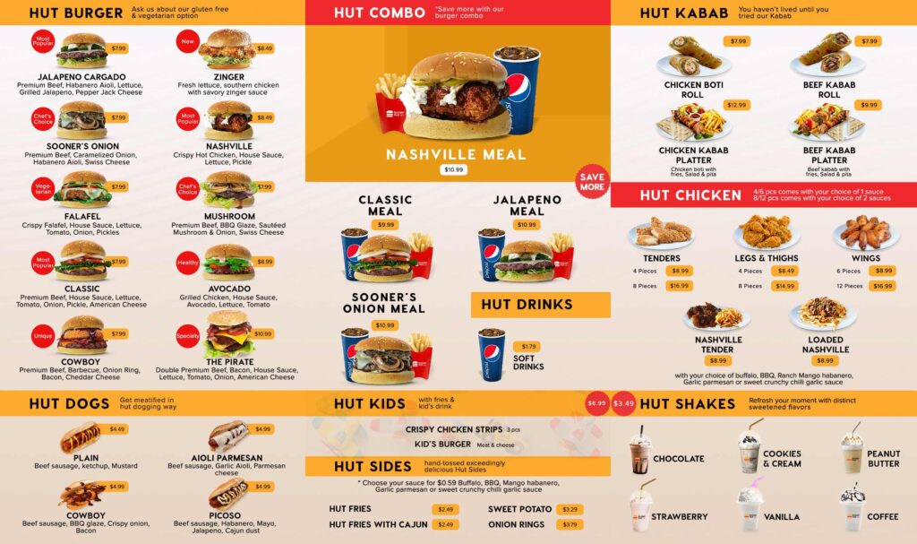 Burger hut Wylie menu design by Alif Meherab